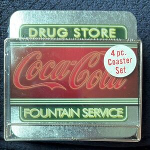 Coca-Cola Retro Coaster Set in Red and Silver